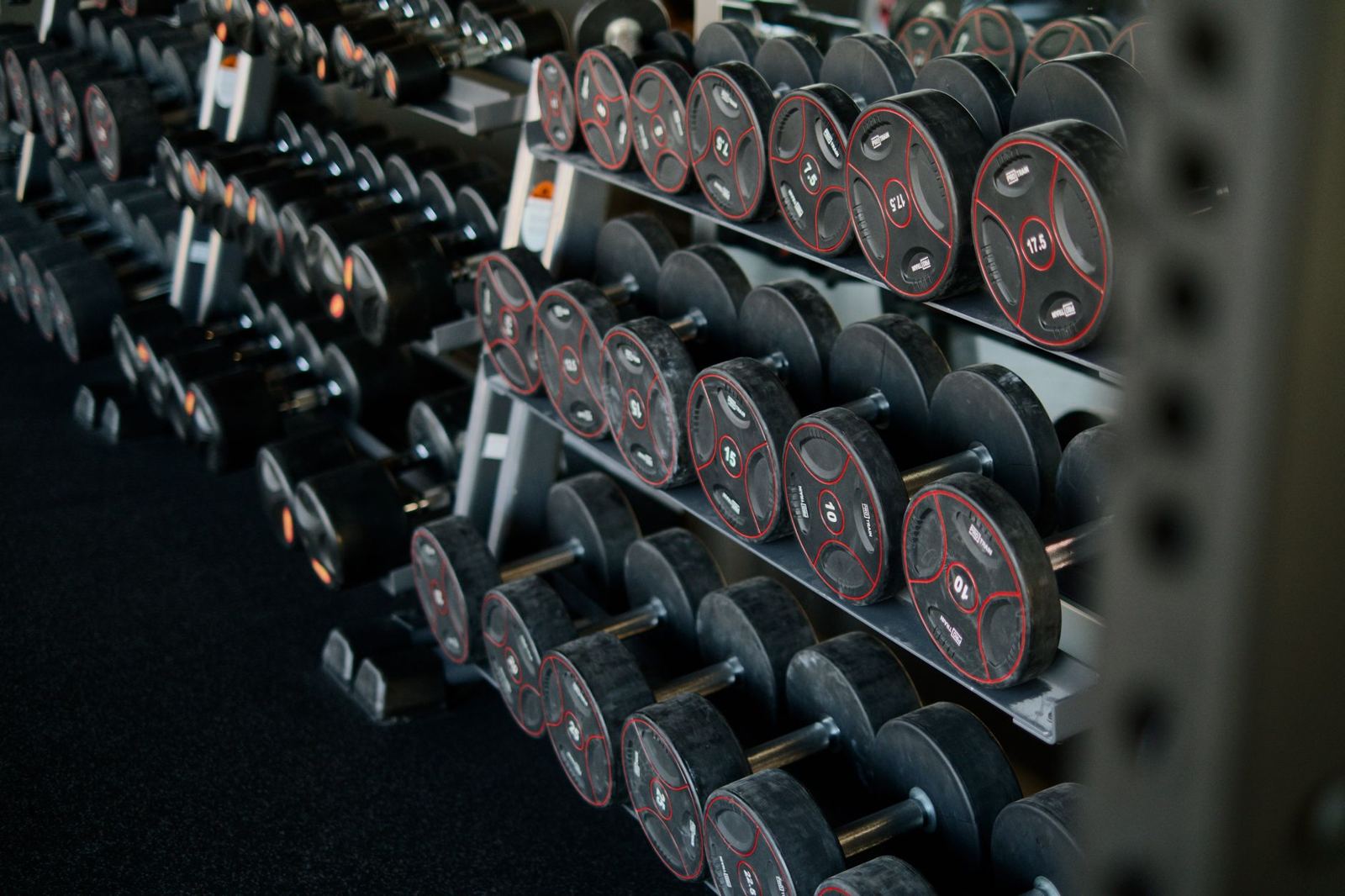 Stojak z hantlami w sali Body Concept Training